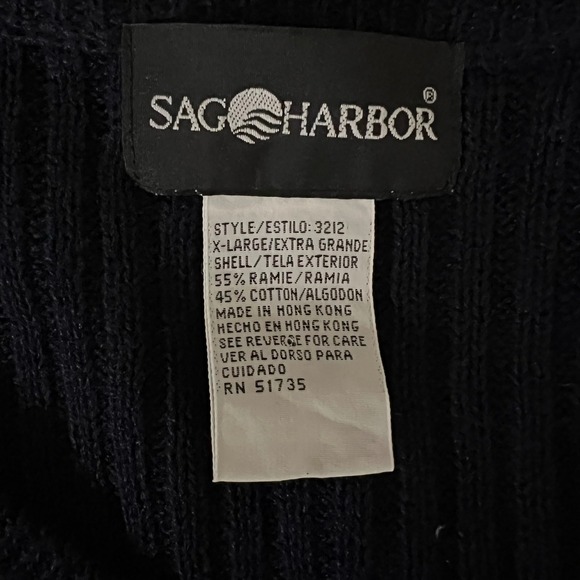 SAG HARBOR Navy Fair Isle Knit Button Front Sleeveless Vest Women's XL - Picture 5 of 5